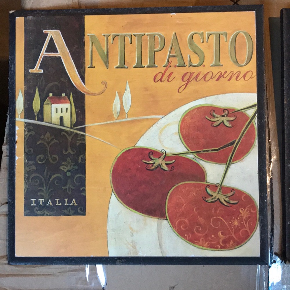Wall art sign, tomatoes, Antipasto, Italian